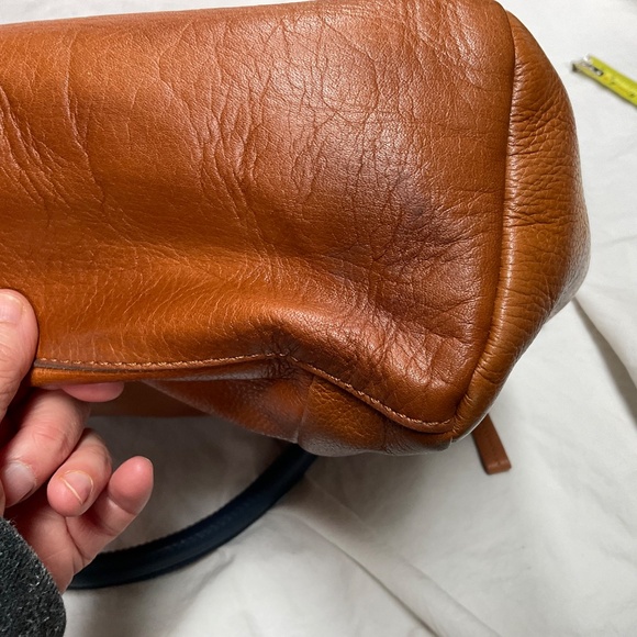 Velez Tan, Blue, and Cream Leather Tote or Shoulder Bag - Picture 10 of 12